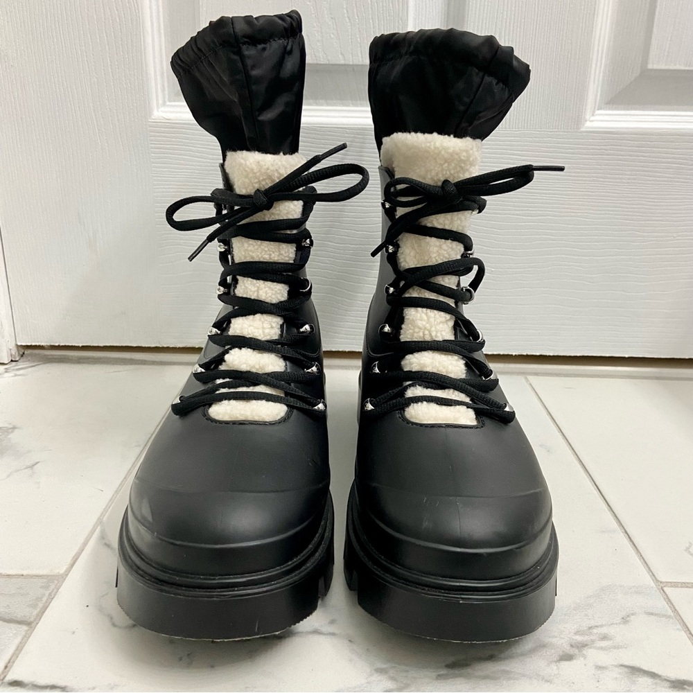 Marc Fisher Boots Womens 11 Freely Lug Sole Waterproof Sherpa Rubber Gorpcore - Picture 3 of 11